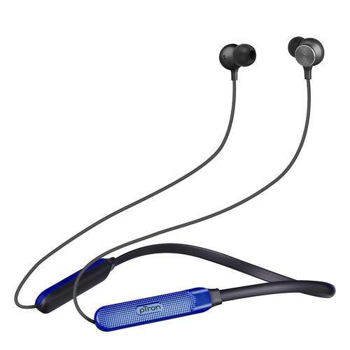 pTron InTunes Classic Bluetooth 5.2 Wireless in-Ear Headphones with Mic, 24Hrs Playback, 13mm Drivers, Punchy Bass, Fast Charging Neckband, Voice Assist, IPX4 & in-line Controls (Black/Blue)