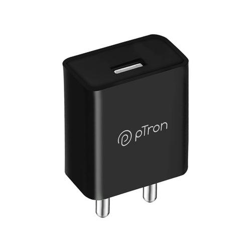 pTron Volta 12W Fast Charging USB Charger with 1m 2.4A Micro USB Cable, Made in India, BIS Certified Single Port USB Wall Adapter (Black)