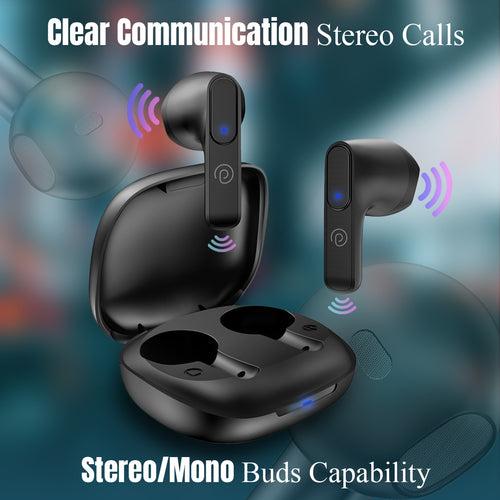 pTron Bassbuds B11 with 13mm Drivers, Stereo Calls, 28Hrs Playback & Touch Control TWS (Black)