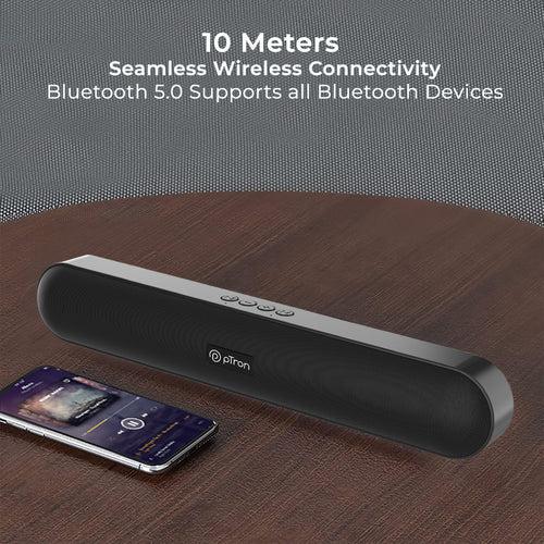 pTron Fusion Evo V2 10W Wireless Bluetooth Soundbar (Black)