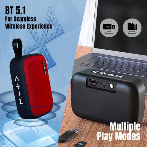 pTron Musicbot Lite 5W Mini Bluetooth Speaker with 6Hrs Playtime, Immersive Sound, 40mm Driver, Bluetooth v5.1 with Strong Connectivity, Portable Design, Integrated Music & Call Control (Red)