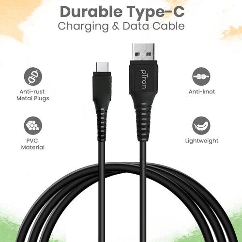 pTron Solero T241 2.4A Type-C Data & Charging USB Cable, Made in India, 480Mbps Data Sync Speed & Durable 1 m USB Cable for Type-C USB Devices (Pack of 3) (Black)