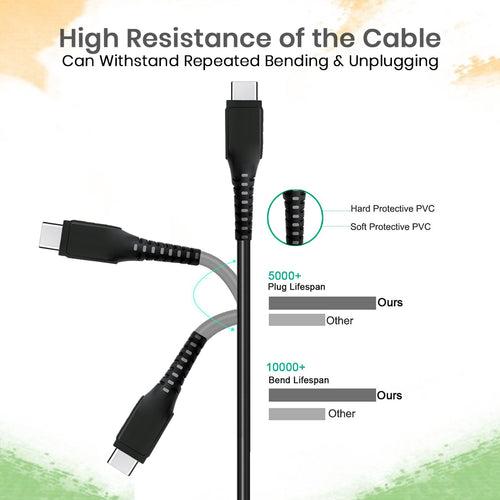 pTron Solero T241 2.4A Type-C Data & Charging USB Cable, Made in India, 480Mbps Data Sync Speed & Durable 1 m USB Cable for Type-C USB Devices (Pack of 3) (Black)