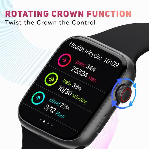 pTron Force X12S Bluetooth Calling Smartwatch, 4.6 cm Full Touch HD Display, Functional Crown, Real Heart Rate Monitor, SpO2, WatchFaces, 5 Days Battery Life, Fitness Trackers & IP68 Waterproof (Black)