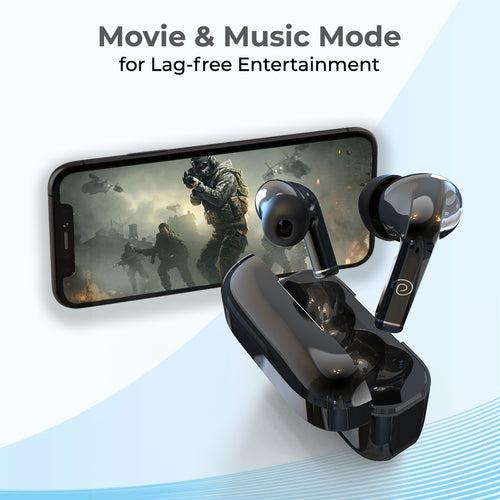 pTron Basspods P251+ with 50Hrs Playback, 12mm Driver, ENC, Movie Mode, Touch Controls Bluetooth Wireless Headphones (Black)