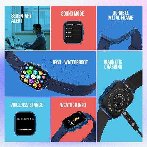 pTron Pulsefit P61+ 4.6 cm Full Touch Display Bluetooth Calling Fitness Smartwatch (Blue)