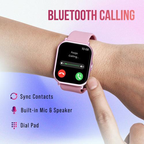 pTron Pulsefit P61+ 4.6 cm Full Touch Display Bluetooth Calling Fitness Smartwatch (Pink)