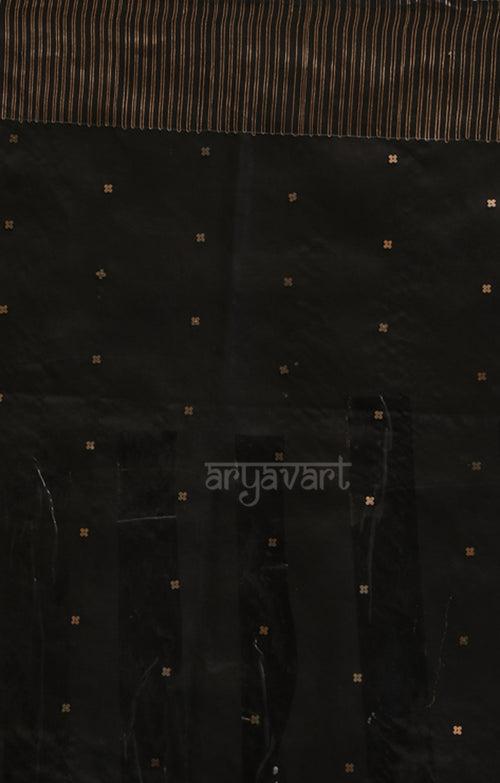 Striking Black Silk Saree With Woven In Sequence & Jamdani Motifs