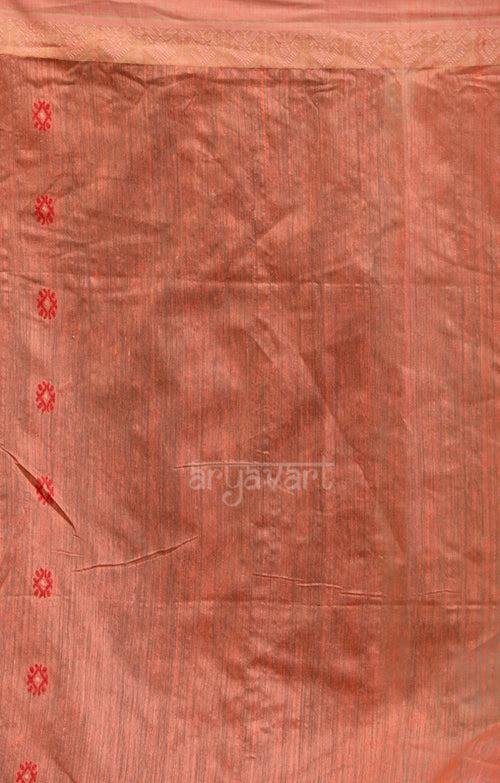 Ghicha Silk Saree with Woven Design & Peach Border