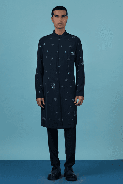 Navy Blue Jungle Kurta