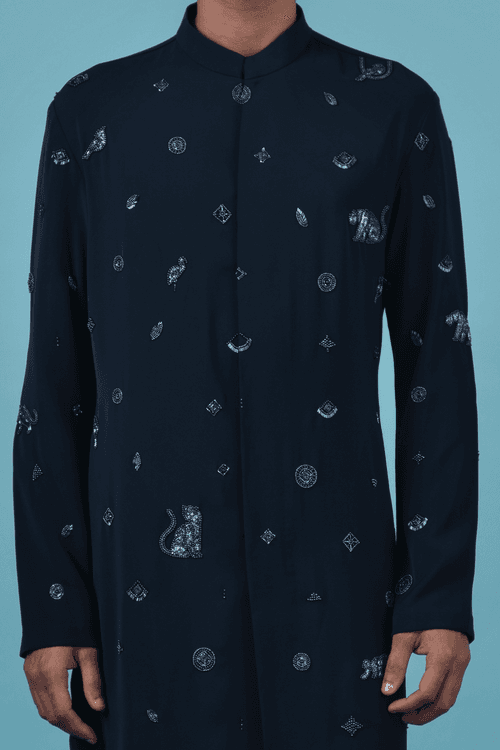 Navy Blue Jungle Kurta