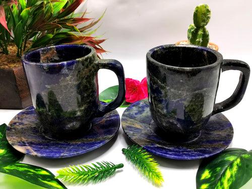 Sodalite Tea Cup & Saucer - Elevate Your Space with a Handmade Gemstone Masterpiece | ONLY 1 Cup and 1 Saucer