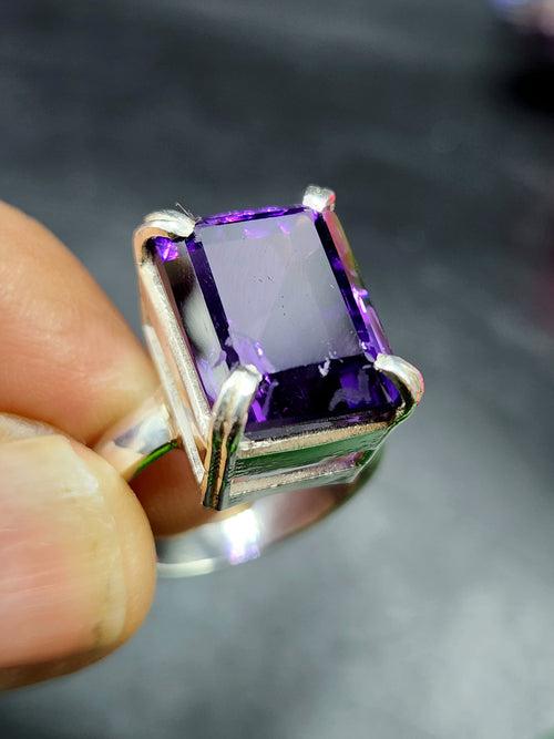 Amethyst Stone Double Barrel Ring in 925 Silver : The Regal Beauty of Amethyst Mothers day gift | Crystal Jewelry | Gemstone Finger ring