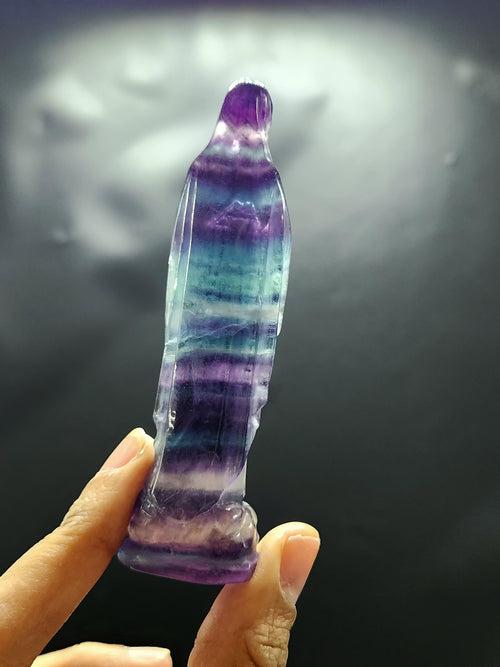 Mother Mary carving in Multi Fluorite - A Radiant Fusion of Faith and Healing