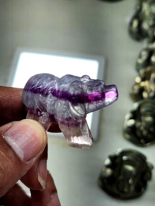 Multi Fluorite Bear Carving - Channeling Balance and Protection - Animal carving