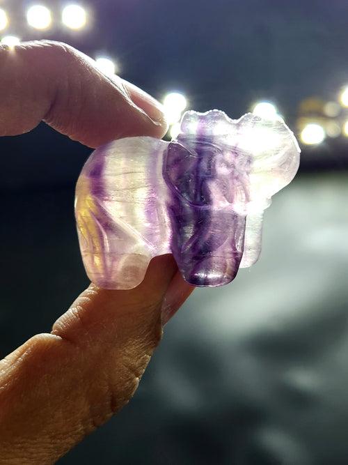 Purple Fluorite Elephant Carving - Balancing Energies in Art and Healing - Animal carving