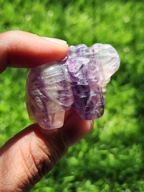 Purple Fluorite Elephant Carving - Balancing Energies in Art and Healing - Animal carving