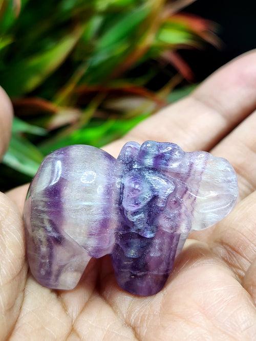 Purple Fluorite Elephant Carving - Balancing Energies in Art and Healing - Animal carving