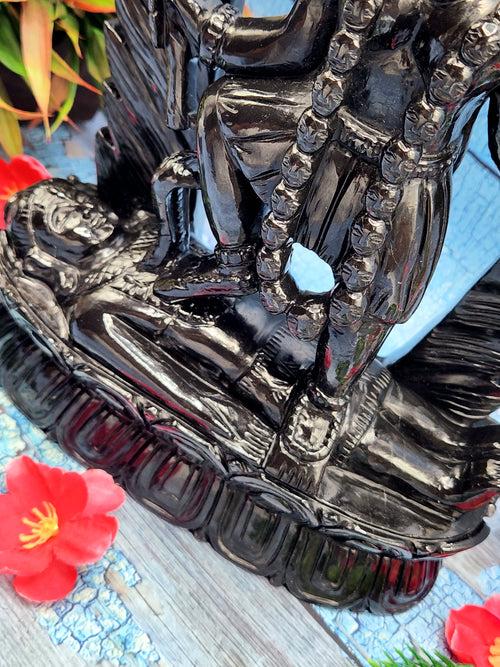 Goddess Kali in Black Agate - Symbol of Divine Power and Protection | Mata Kali statue | Home Decor | Goddess Kali Murti | gift a Goddess Kali