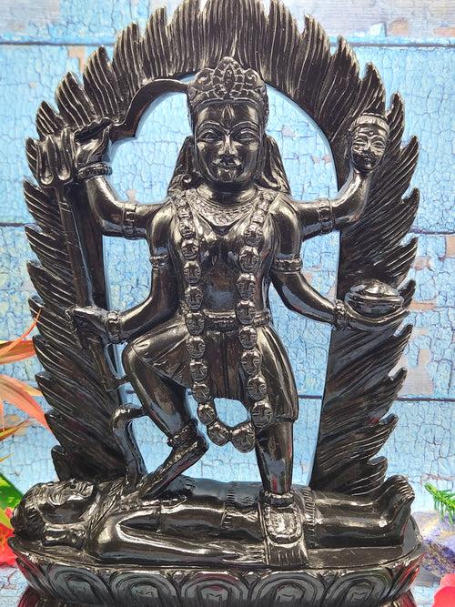 Goddess Kali in Black Agate - Symbol of Divine Power and Protection | Mata Kali statue | Home Decor | Goddess Kali Murti | gift a Goddess Kali