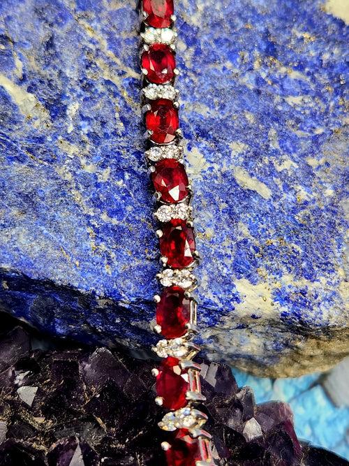 Ruby Bracelet made in 925 Silver with Rhodium Plating - A Timeless Expression of Passion and Elegance