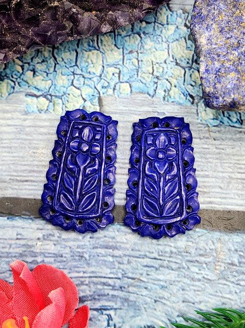 Lapis Lazuli Carved Miniature Earrings: A Majestic Fusion of Beauty and Benefits | Birthday Gift | Mother's Day gift