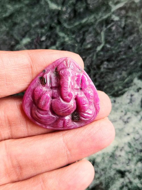 Ruby Ganesha Carving Pendant - A Fusion of Spirituality and Elegance | Birthday Gift | Daughter's Day Gift | Mother's Day Gift