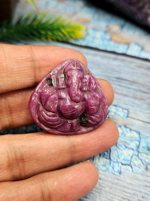 Ruby Ganesha Carving Pendant - A Fusion of Spirituality and Elegance | Birthday Gift | Daughter's Day Gift | Mother's Day Gift