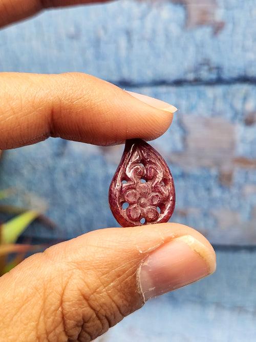 Ruby Floral Carving Pendant - Strengthening Relationships and Promoting Stability | Gemstone Pendant | Birthday Gift | Daughter's Day Gift | Mother's Day Gift