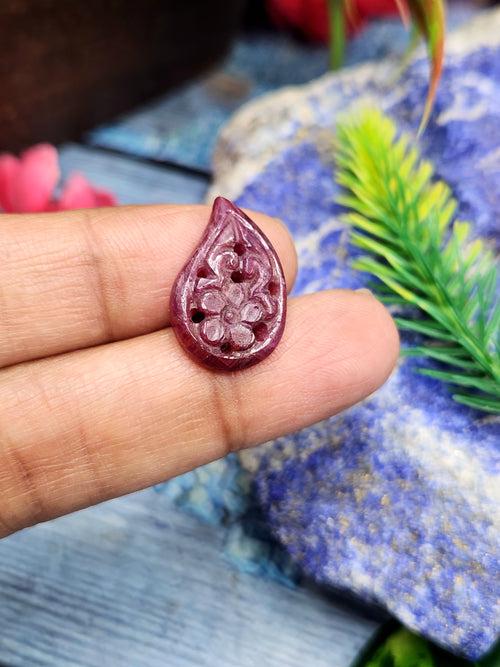 Ruby Floral Carving Pendant - Strengthening Relationships and Promoting Stability | Gemstone Pendant | Birthday Gift | Daughter's Day Gift | Mother's Day Gift