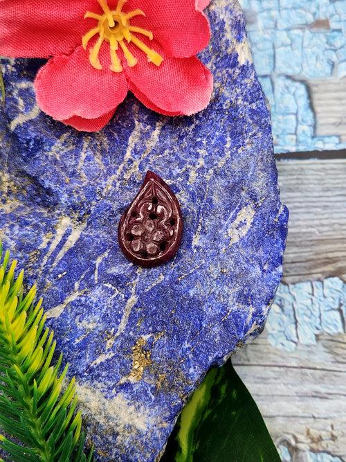 Ruby Floral Carving Pendant - Strengthening Relationships and Promoting Stability | Gemstone Pendant | Birthday Gift | Daughter's Day Gift | Mother's Day Gift