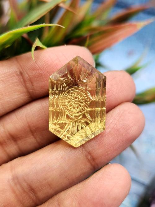 Lemon Quartz Geometric Design Pendant - Radiant Elegance | Gemstone Pendant | Birthday Gift | Daughter's Day Gift | Mother's Day Gift