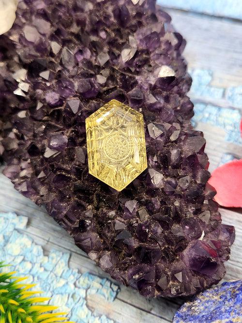 Lemon Quartz Geometric Design Pendant - Radiant Elegance | Gemstone Pendant | Birthday Gift | Daughter's Day Gift | Mother's Day Gift