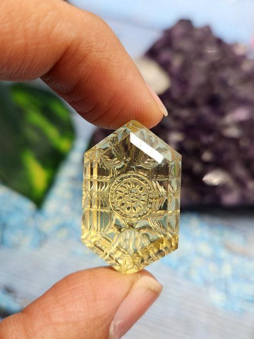 Lemon Quartz Geometric Design Pendant - Radiant Elegance | Gemstone Pendant | Birthday Gift | Daughter's Day Gift | Mother's Day Gift