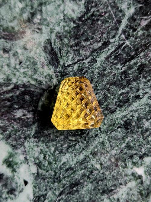 Green Gold Lemon Quartz Geometric Design Pendant - Radiant Elegance | Gemstone Pendant | Birthday Gift | Daughter's Day Gift | Mother's Day Gift