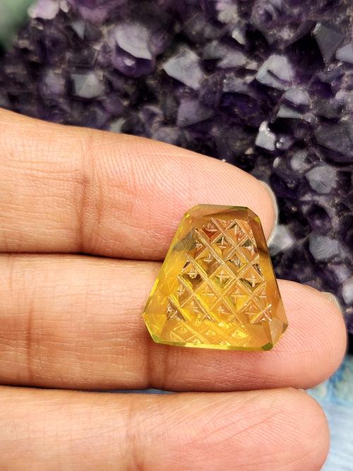 Green Gold Lemon Quartz Geometric Design Pendant - Radiant Elegance | Gemstone Pendant | Birthday Gift | Daughter's Day Gift | Mother's Day Gift