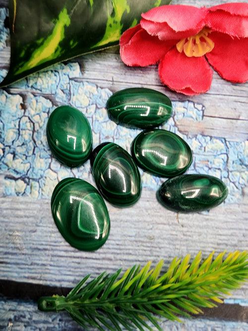 Malachite Cabochons Oval-Shaped Loose Gemstones - Beauty, Luck and Confidence in Every Facet - Lot of 6 units