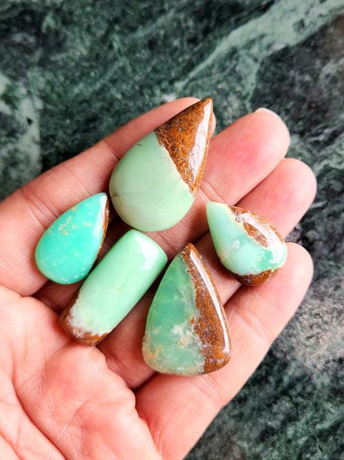 Chrysoprase cabochon mix shaped loose gemstones - Brilliance Beyond Beauty shape | Lot of 5 units