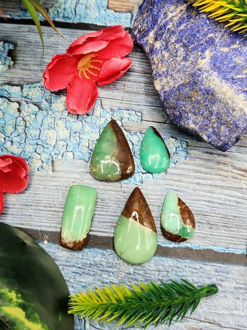 Chrysoprase cabochon mix shaped loose gemstones - Brilliance Beyond Beauty shape | Lot of 5 units