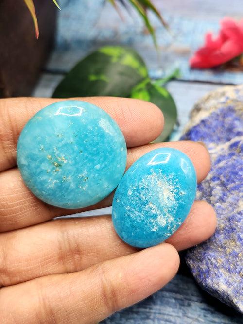 Smithsonite Cabochon Round and Oval Shaped Loose Gemstones - Captivating Beauty and Tranquil Energy | Lot of 2 units