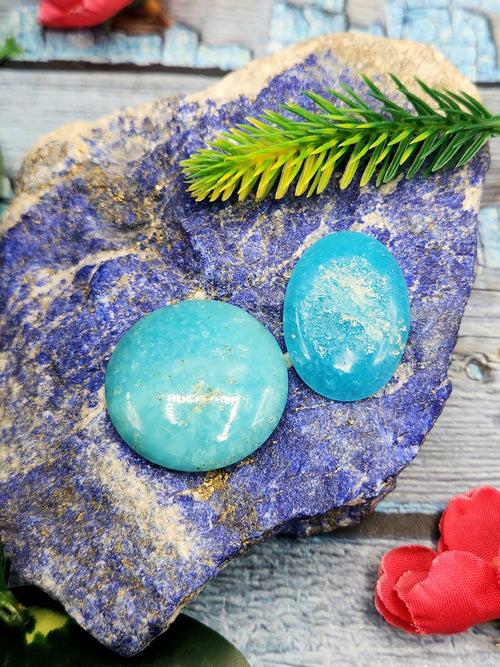 Smithsonite Cabochon Round and Oval Shaped Loose Gemstones - Captivating Beauty and Tranquil Energy | Lot of 2 units