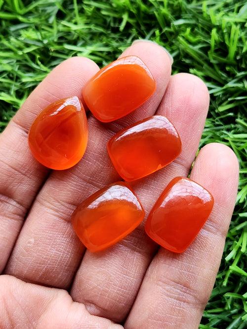 Carnelian Cabochon Mix Shaped Loose Gemstones - Captivating Beauty and Tranquil Energy | Lot of 5 units