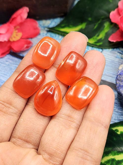 Carnelian Cabochon Mix Shaped Loose Gemstones - Captivating Beauty and Tranquil Energy | Lot of 5 units