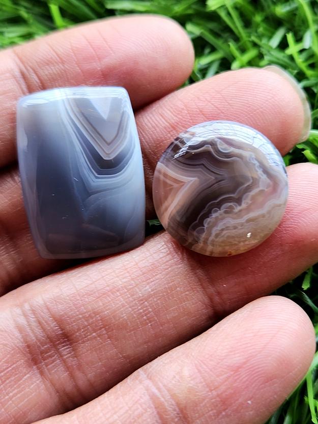 Botswana Agate Cabochon Mix Shape Loose Gemstone - Captivating Beauty and Tranquil Energy | Lot of 2 units