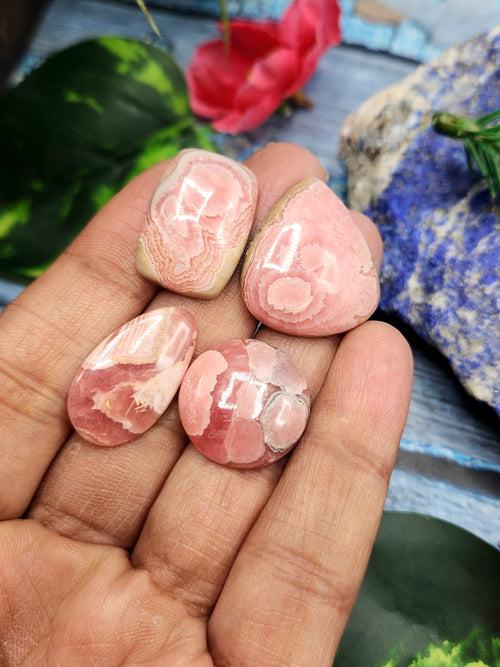 Rhodochrosite Cabochon Mix Shape Loose Gemstone - Captivating Beauty and Tranquil Energy | Lot of 4 units