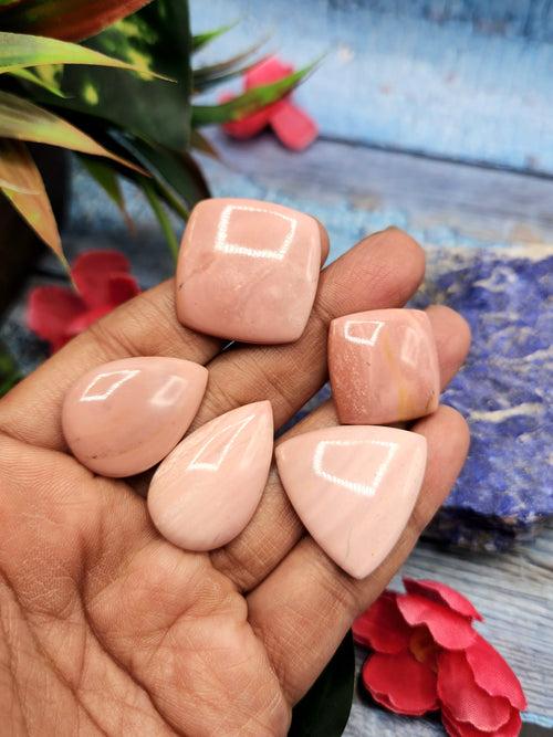 Pink Opal Cabochons Mix Shape Loose Gemstone - Merging Beauty and Spirituality | Lot of 5 units