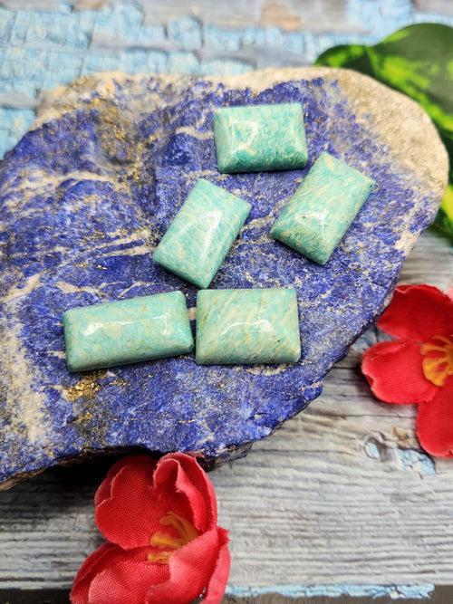 Amazonite Cabochons Rectangle Shaped Loose Gemstones- Merging Beauty and Spirituality | Lot of 5 units