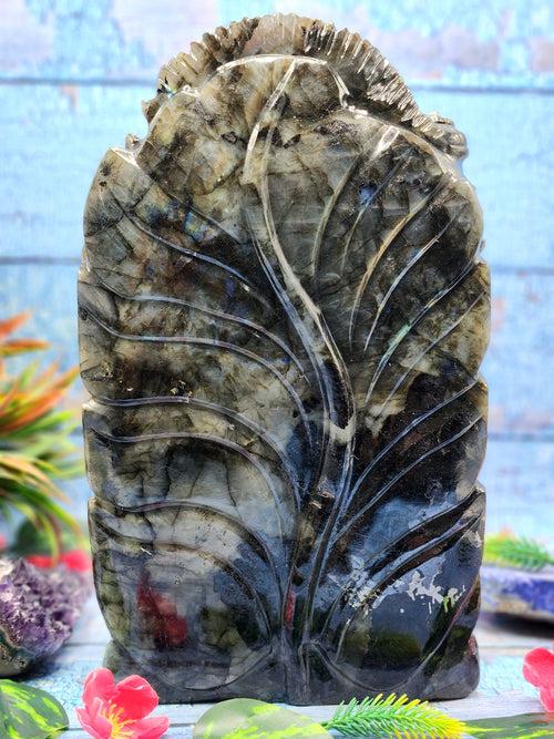 Goddess Kali statue in labradorite stone - A Divine Fusion of Wisdom and Spiritual Illumination | 12 inches and 6700 gms