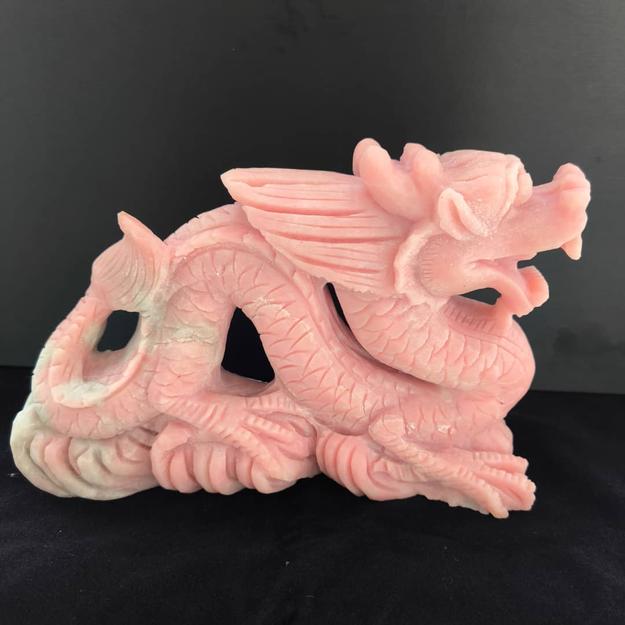 Pink Opal Dragon Carving: A Perfect Addition to Your Home Decor | Animal carving