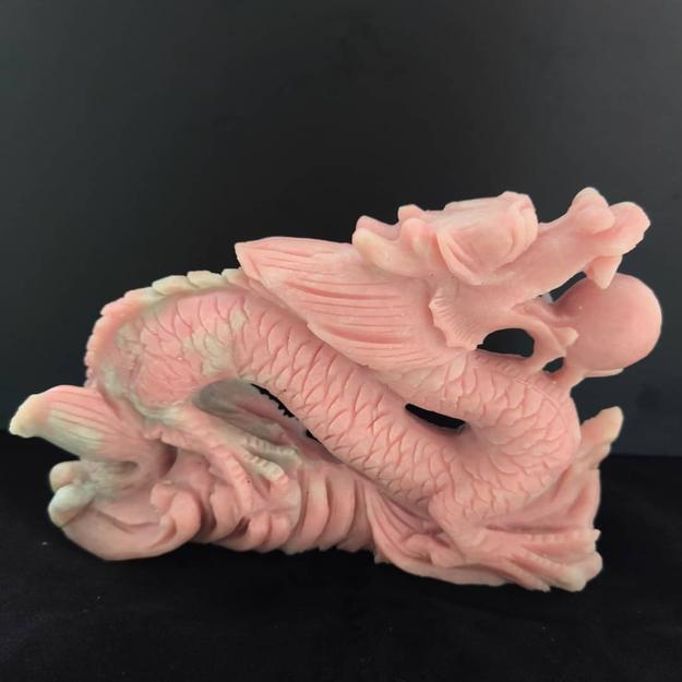 Pink Opal Dragon Carving: Embrace Tranquility and Strength | Animal carving | Home Decor